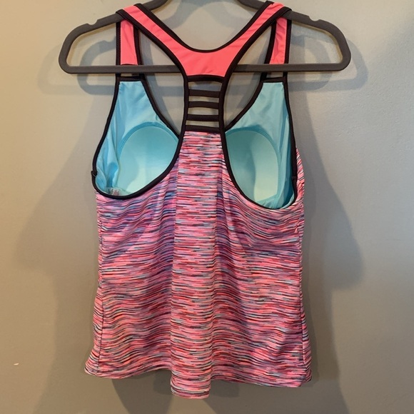 Tankini Top  Women’s Size 12 Large Swimsuit Bathing Swim Suit Top Pink Blue - Picture 3 of 5